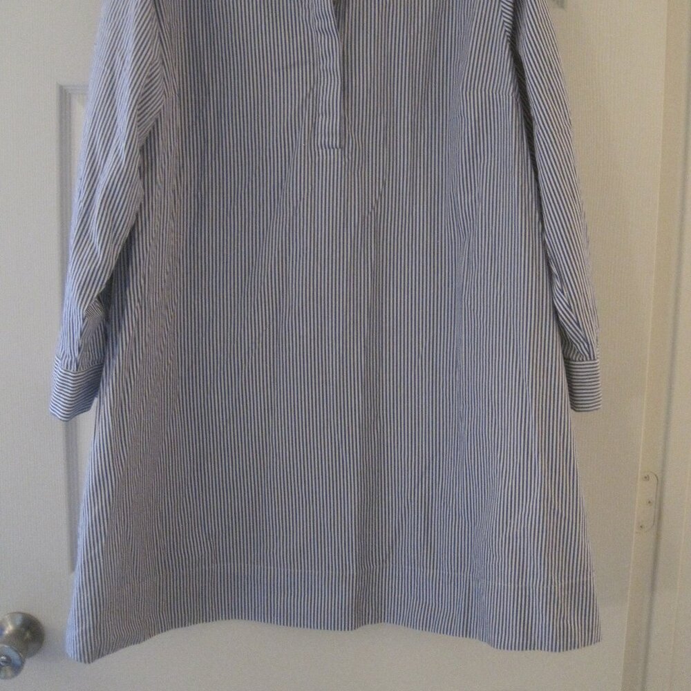 OLD NAVY BLUE AND WHITE STRIPED LONG SLEEVE SWING SHIRT DRESS W/ POCKETS XL NWT - Picture 2 of 3